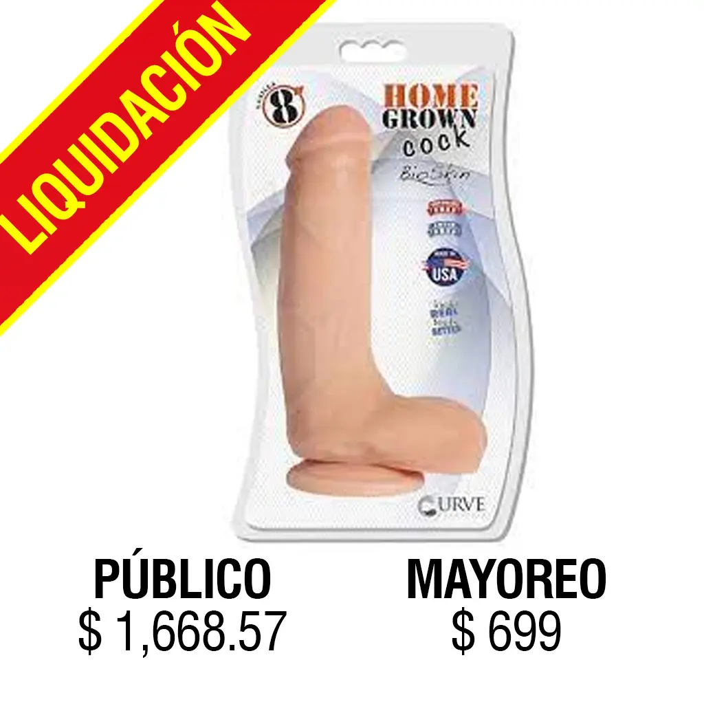 JUGUETES - HOME GROWN COCK CURVE VANILLA 8"