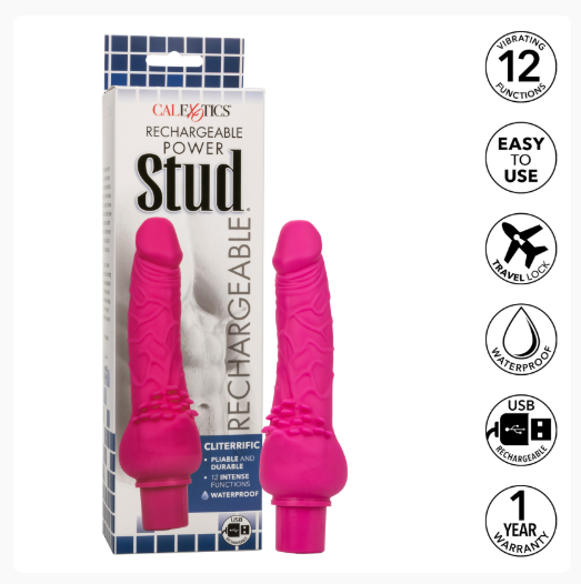 JUGUETES - STUD RECHARGEABLE POWER -PINK CLITERRIFIC 12 FUNCTIONS