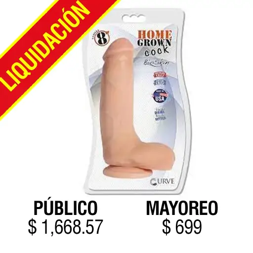 JUGUETES - HOME GROWN COCK CURVE VANILLA 8"